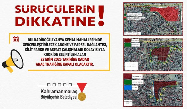 Yahya Kemal Mahallesi’nde Altyapı İçin Trafiğe Geçici Düzenleme