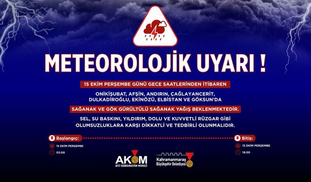 8 İLÇEDE KUVVETLİ SAĞANAK UYARISI