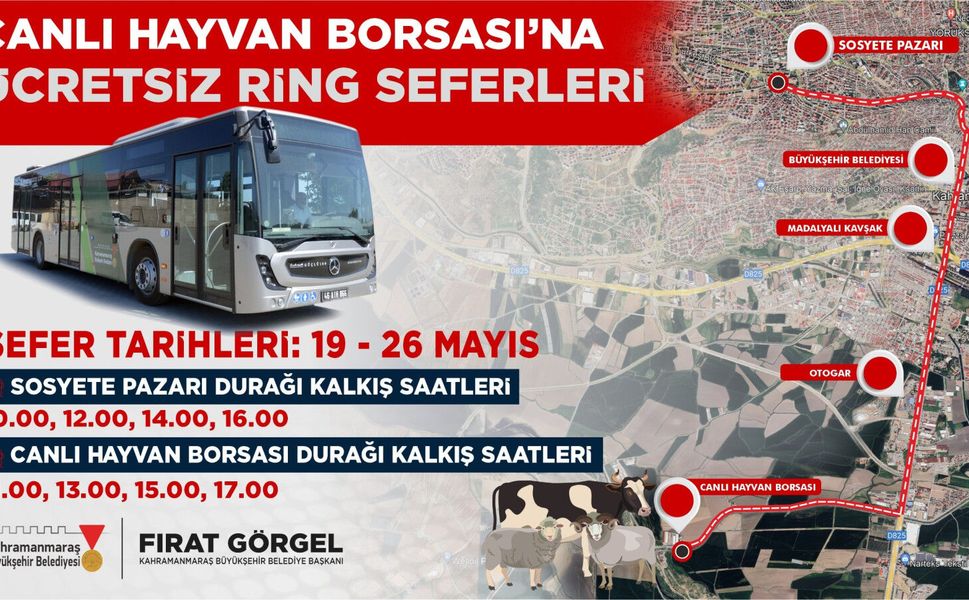 Canlı Hayvan Borsası’na Ücretsiz Ring Seferleri Başlıyor
