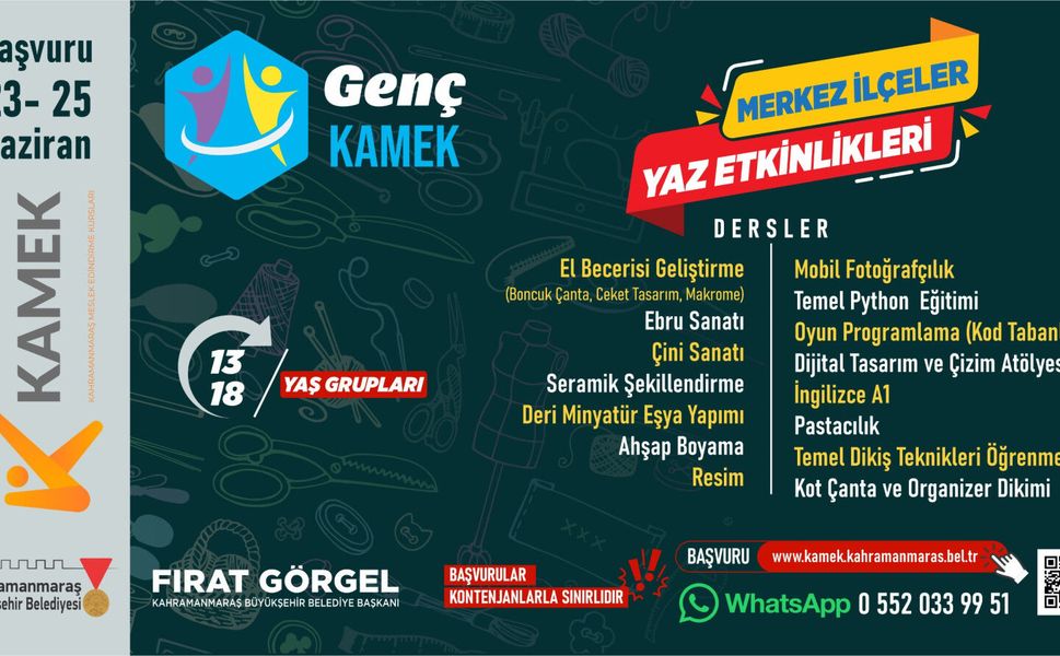 Büyükşehir’in Genç KAMEK Kurslarında Kayıt Zamanı; Başvurular Başladı