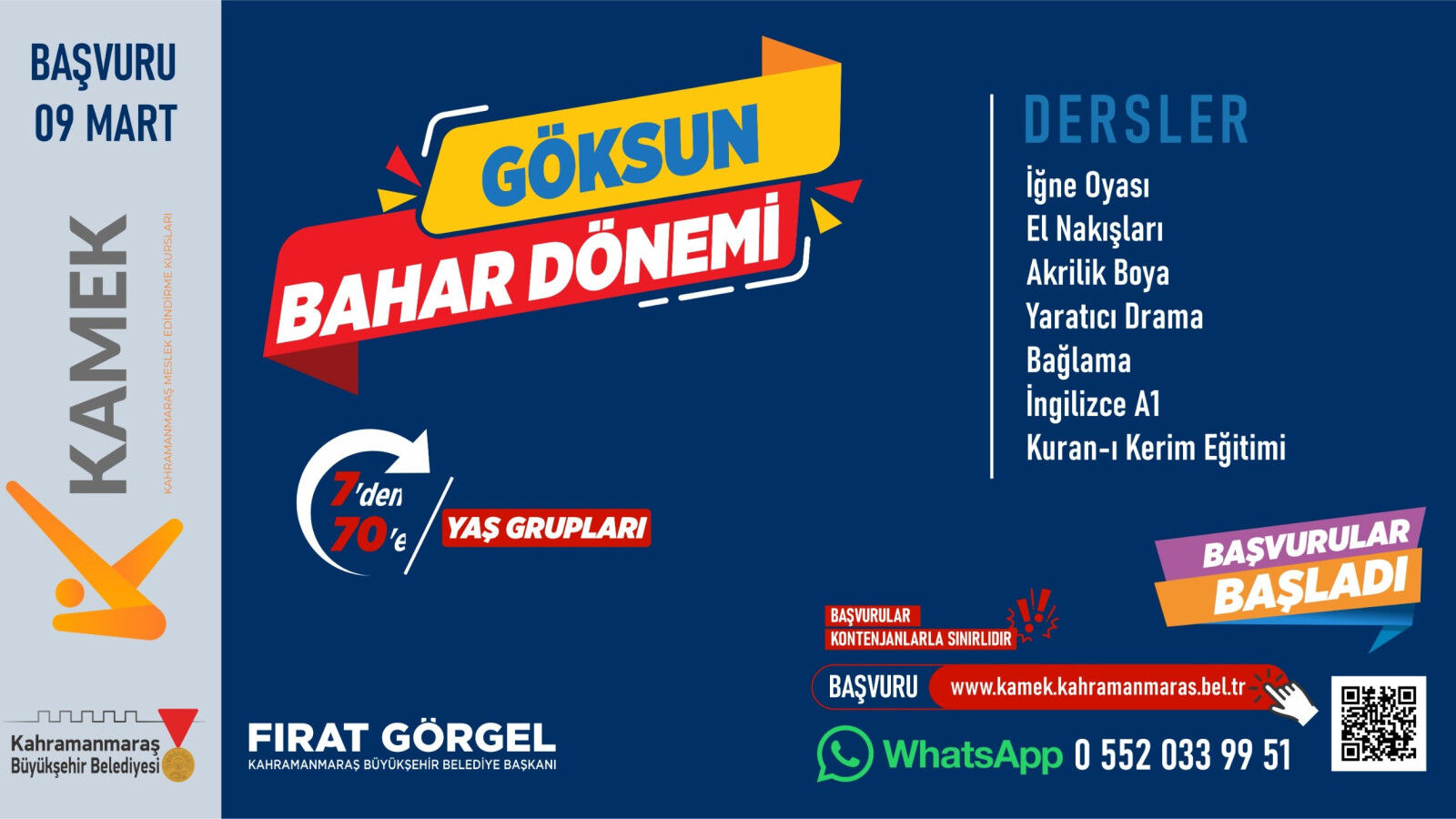 Göksun’da KAMEK Kurslarına Kayıtlar Başladı!