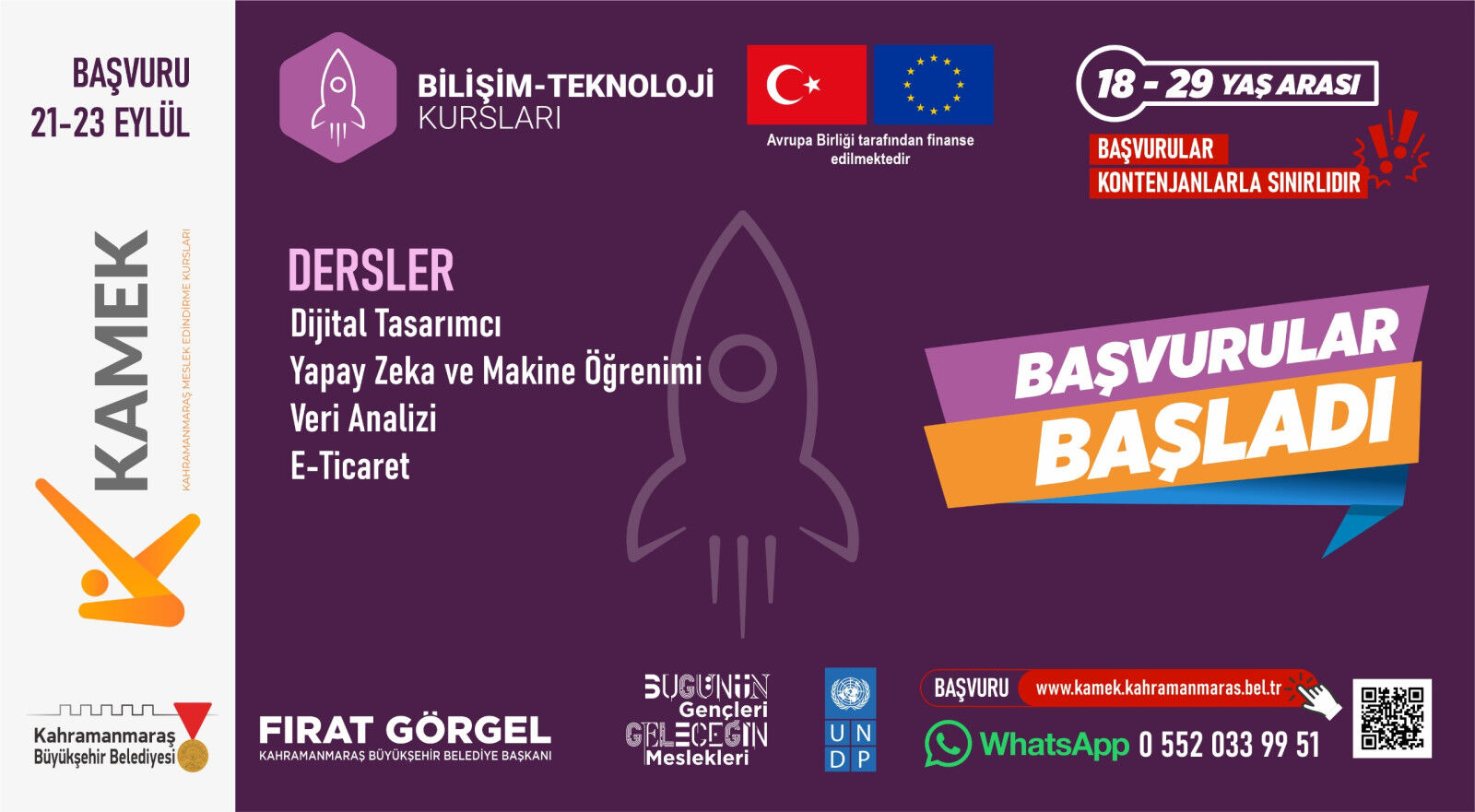 KAMEK’TE GÜZ DÖNEMİ KURSLARINA BAŞVURULAR BAŞLADI